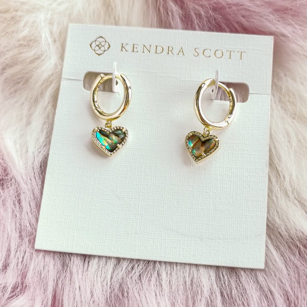Gold Ari Heart Abalone Shell Huggie Earrings